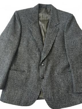VTG Harris Tweed 100% Wool Tweed Herringbone Grey Men’s Jacket Blazer  - 42R